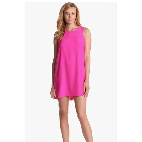 Amanda Uprichard Med Shift Dress 100% Silk Pink Sleeveless Flowy Flirty - Picture 1 of 13